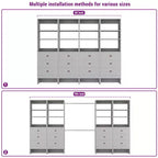 Besiost Organisateur de placard 96 pouces avec tiroirs en bois, système de rangement avec tringles de penderie réglables