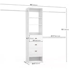 Besiost Organisateur de placard 96 pouces avec tiroirs en bois, système de rangement avec tringles de penderie réglables
