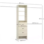 Besiost Organisateur de placard 96 pouces avec tiroirs en bois, système de rangement avec tringles de penderie réglables