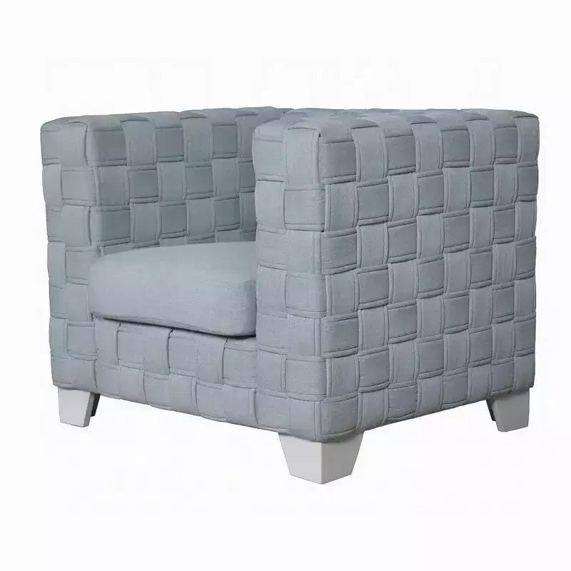 Royal Hampton Accent Chair, Knitted Light Blue Chenille, White Composite Wood