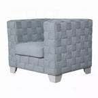 Royal Hampton Accent Chair, Knitted Light Blue Chenille, White Composite Wood