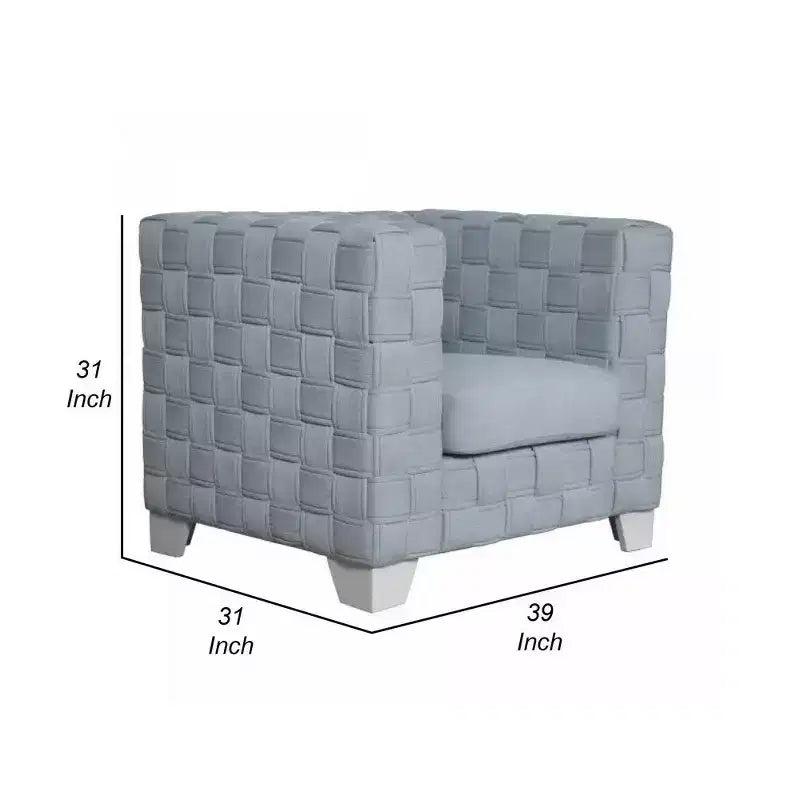 Royal Hampton Accent Chair, Knitted Light Blue Chenille, White Composite Wood