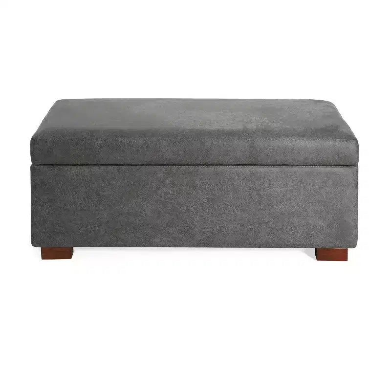 Christopher Knight Home Kalysta Contemporary Rubberwood Upholstered Rectanglar Storage Ottoman