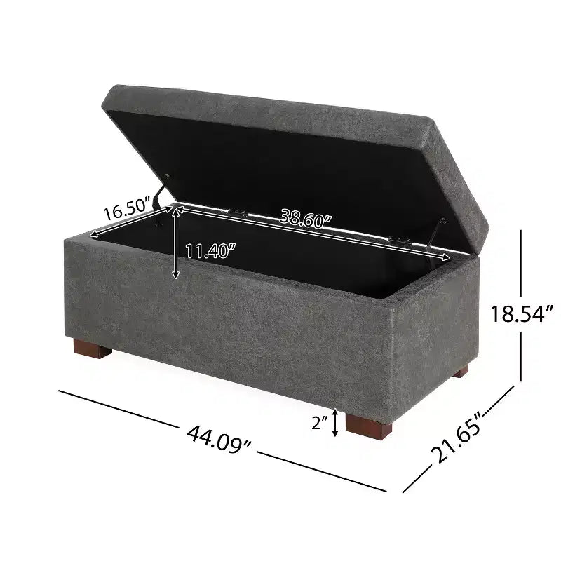 Christopher Knight Home Kalysta Contemporary Rubberwood Upholstered Rectanglar Storage Ottoman
