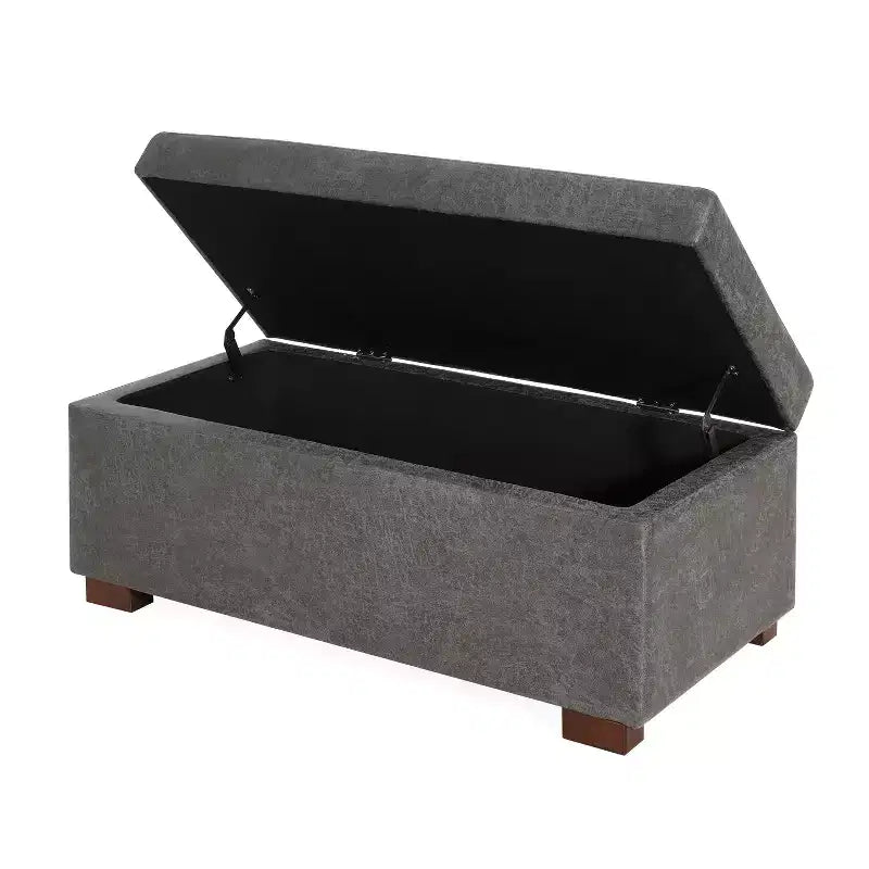 Christopher Knight Home Kalysta Contemporary Rubberwood Upholstered Rectanglar Storage Ottoman