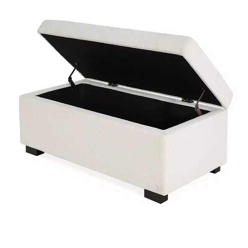 Christopher Knight Home Kalysta Contemporary Rubberwood Upholstered Rectanglar Storage Ottoman