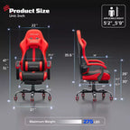 RSPGAME Sedie da Gaming Ergonomiche di Base per Adulti, Sedie da Ufficio in Pelle PU con Supporto Lombare, Cuscino a Molle Insacchettate e Poggiapiedi Retraibile