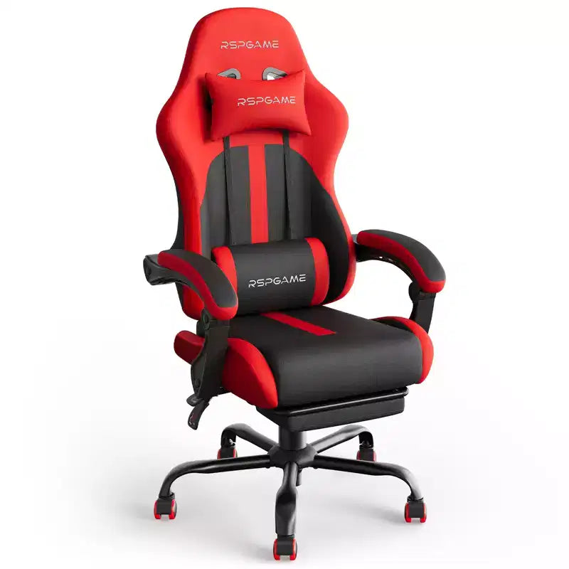 RSPGAME Sedie da Gaming Ergonomiche di Base per Adulti, Sedie da Ufficio in Pelle PU con Supporto Lombare, Cuscino a Molle Insacchettate e Poggiapiedi Retraibile