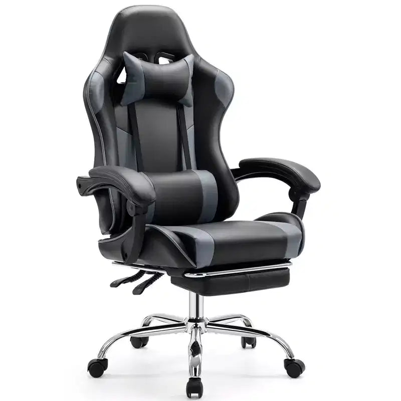 TUYOHW Sedia in Ecopelle con Rotelle e Poggiapiedi, Supporto Lombare, Braccioli Fissi, Sedia da Gaming per Ufficio