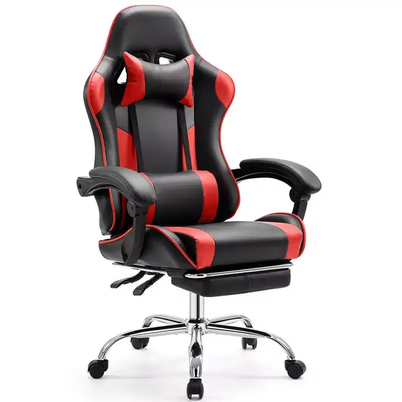 TUYOHW Sedia in Ecopelle con Rotelle e Poggiapiedi, Supporto Lombare, Braccioli Fissi, Sedia da Gaming per Ufficio