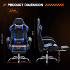 TUYOHW Sedia da Gaming Ergonomica con Poggiapiedi, Poltrona Reclinabile in Pelle PU con Poggiatesta e Bracciolo Fisso, Sedia da Ufficio per Studio