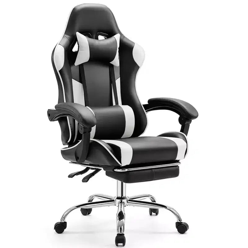 TUYOHW Sedia da Gaming Ergonomica con Poggiapiedi, Poltrona Reclinabile in Pelle PU con Poggiatesta e Bracciolo Fisso, Sedia da Ufficio per Studio
