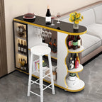 Table de bar contemporaine en pierre à plateau libre avec rangement pour bars à domicile