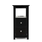 End Table with Charging Station, Narrow Sofa Side Table, Wooden Nightstand, Bedroom Living Room Furniture, Black
