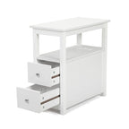 End Table with Charging Station, Narrow Sofa Side Table, Wooden Nightstand, Bedroom Living Room Furniture, Black