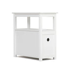 End Table with Charging Station, Narrow Sofa Side Table, Wooden Nightstand, Bedroom Living Room Furniture, Black