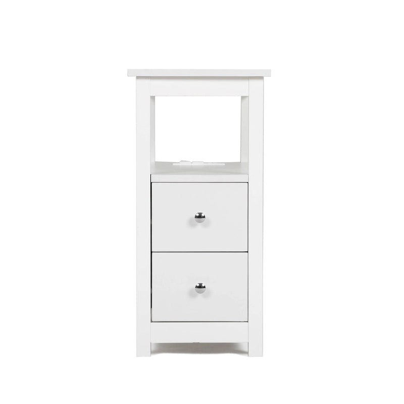 End Table with Charging Station, Narrow Sofa Side Table, Wooden Nightstand, Bedroom Living Room Furniture, Black