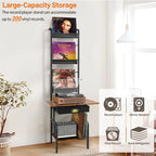 Record Player Stand with Vinyl Storage - 13.8 L x 11.8W x 56.7 H