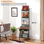 Record Player Stand with Vinyl Storage - 13.8 L x 11.8W x 56.7 H