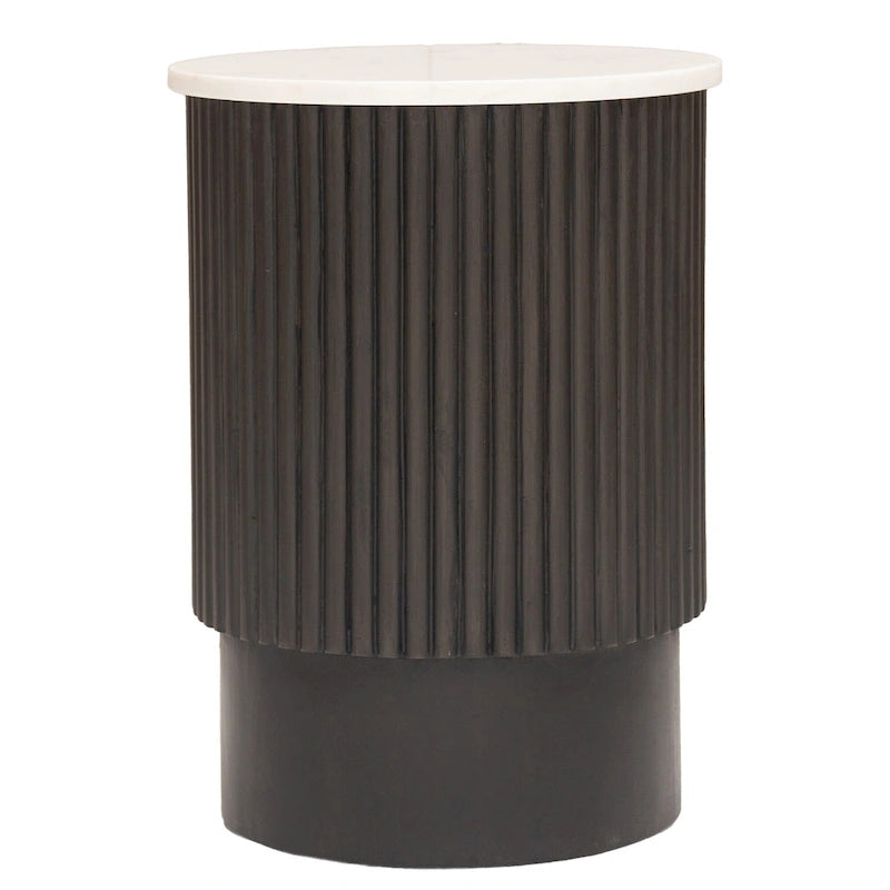 HomeRoots 25 Black And White Solid Wood End Table