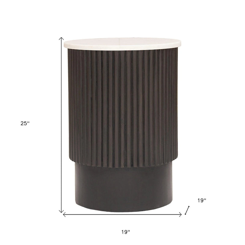 HomeRoots 25 Black And White Solid Wood End Table