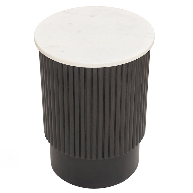 HomeRoots 25 Black And White Solid Wood End Table
