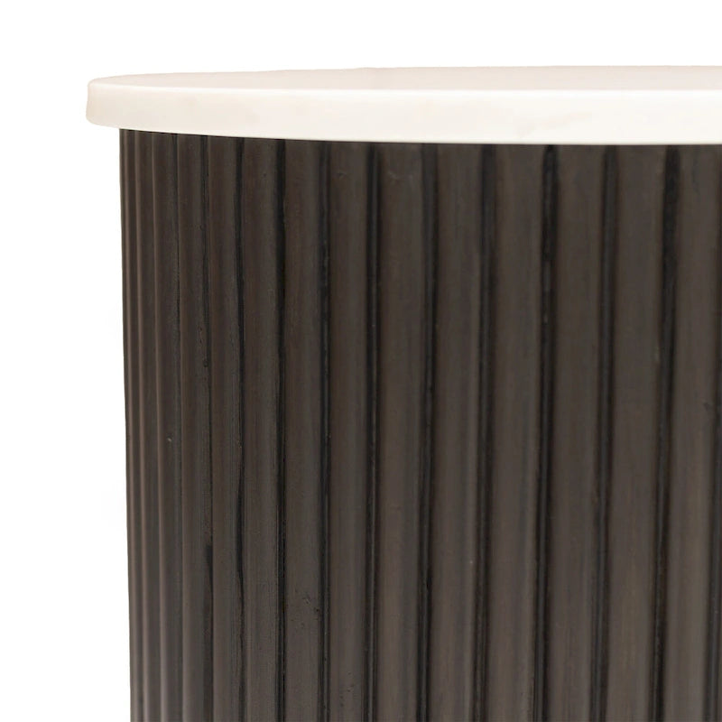 HomeRoots 25 Black And White Solid Wood End Table