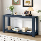 Caratteristiche distintive di una consolle minimalista con ripiano inferiore e quattro gambe, adatta per ingresso, corridoio