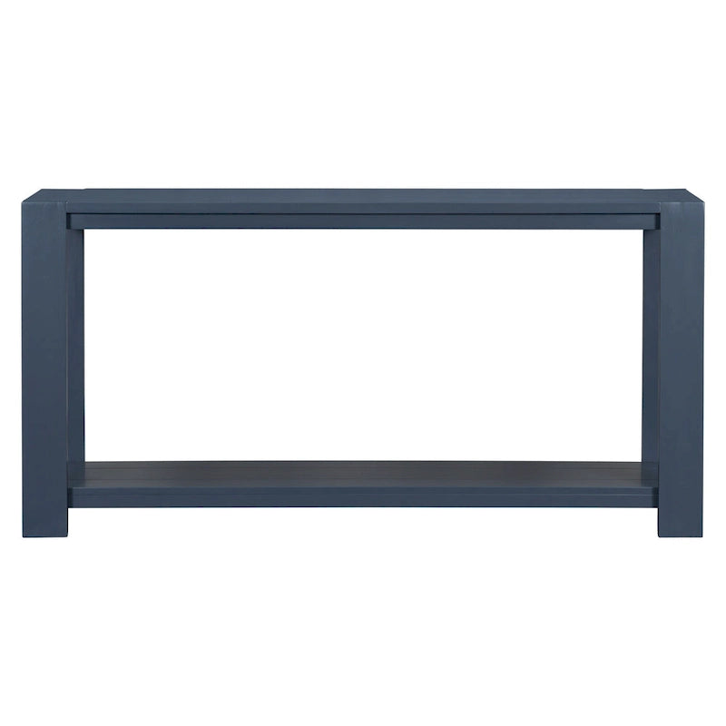 Caratteristiche distintive di una consolle minimalista con ripiano inferiore e quattro gambe, adatta per ingresso, corridoio