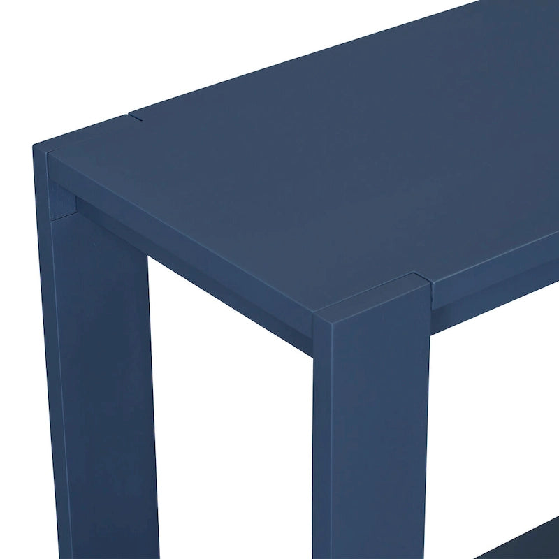 Caratteristiche distintive di una consolle minimalista con ripiano inferiore e quattro gambe, adatta per ingresso, corridoio