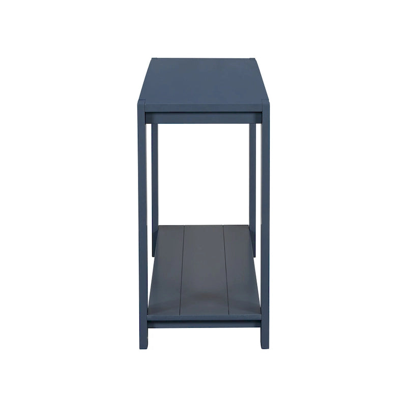 Caratteristiche distintive di una consolle minimalista con ripiano inferiore e quattro gambe, adatta per ingresso, corridoio