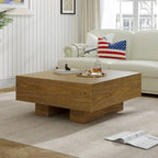 Tavolino da Caffè Quadrato in Legno 35.43 con 2 Cassetti, Texture Legno Marrone - 35.43