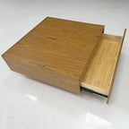 Tavolino da Caffè Quadrato in Legno 35.43 con 2 Cassetti, Texture Legno Marrone - 35.43