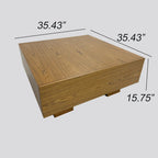 Tavolino da Caffè Quadrato in Legno 35.43 con 2 Cassetti, Texture Legno Marrone - 35.43
