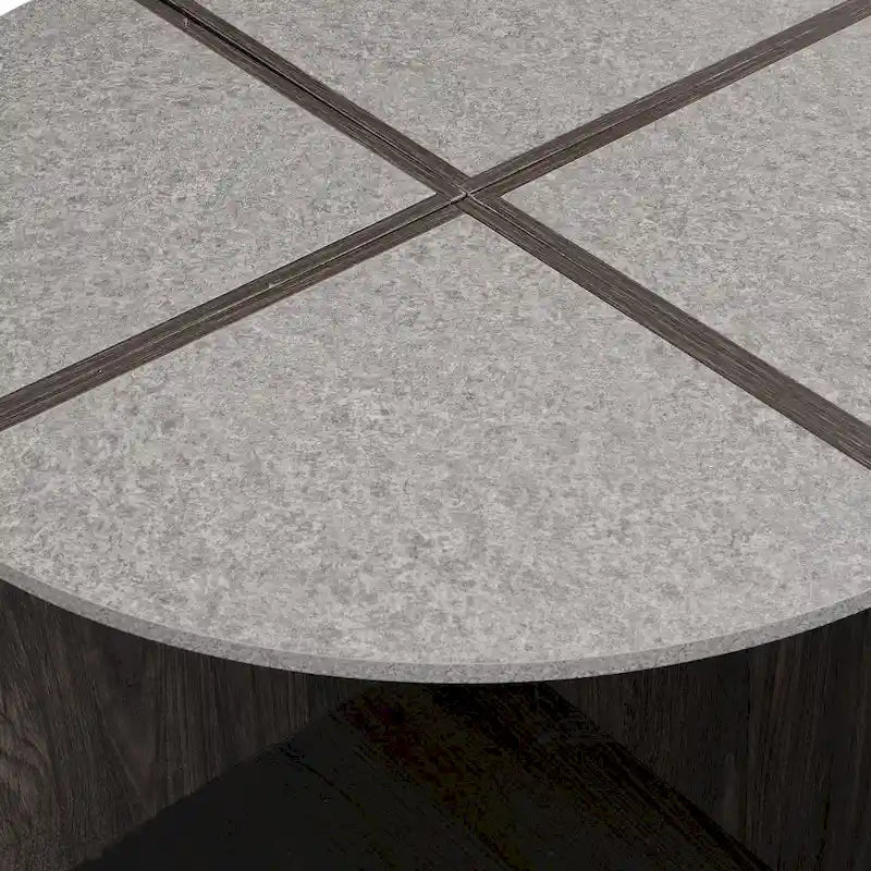 GDFStudio - Tavolino da caffè rotondo industriale Mason a 4 pezzi con contenitore a 2 livelli