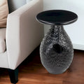 HomeRoots Tavolino con piedistallo rotondo in legno massello nero 20 - 15" X 20,1" X 15"