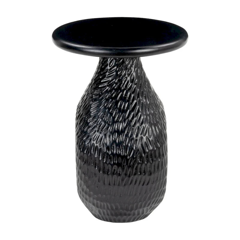 HomeRoots Tavolino con piedistallo rotondo in legno massello nero 20 - 15" X 20,1" X 15"