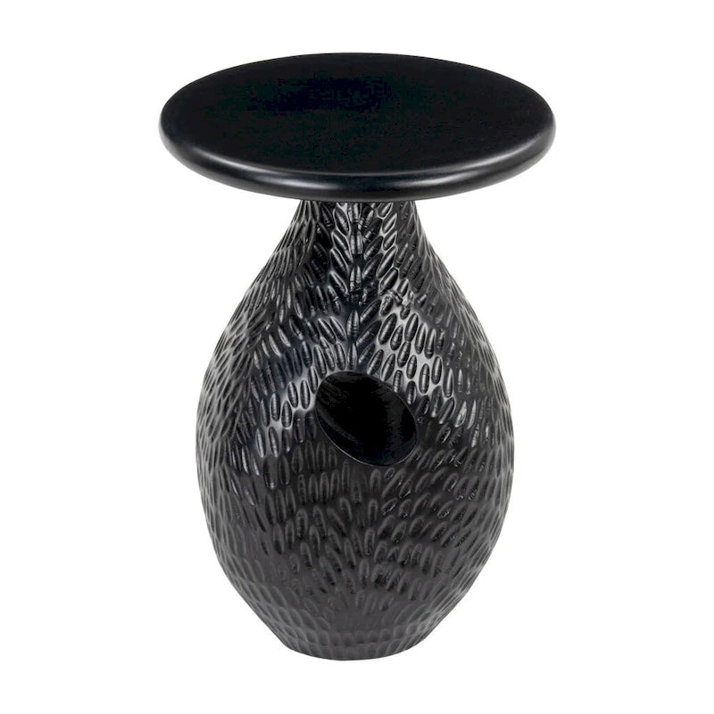 HomeRoots Tavolino con piedistallo rotondo in legno massello nero 20 - 15" X 20,1" X 15"