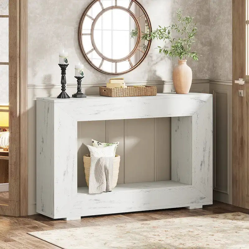 Tavolo Consolle Stretto da 47 Pollici con Contenitore per Ingresso Soggiorno - 47,24 L x 29,1 H x 11,81 P
