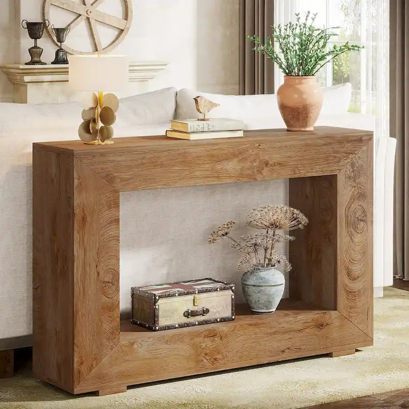 Tavolo Consolle Stretto da 47 Pollici con Contenitore per Ingresso Soggiorno - 47,24 L x 29,1 H x 11,81 P