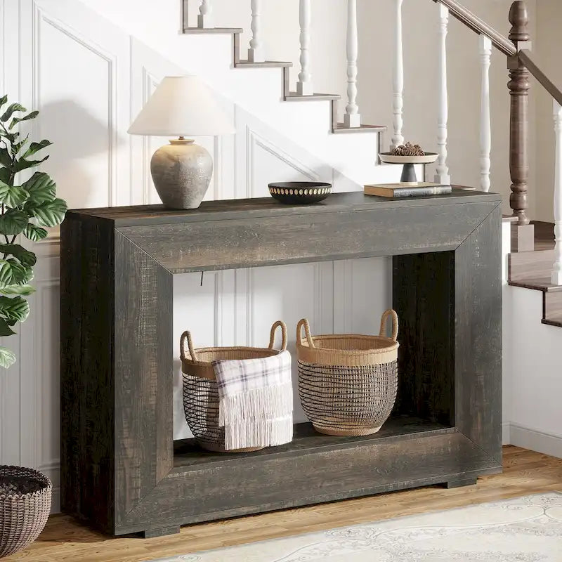 Tavolo Consolle Stretto da 47 Pollici con Contenitore per Ingresso Soggiorno - 47,24 L x 29,1 H x 11,81 P
