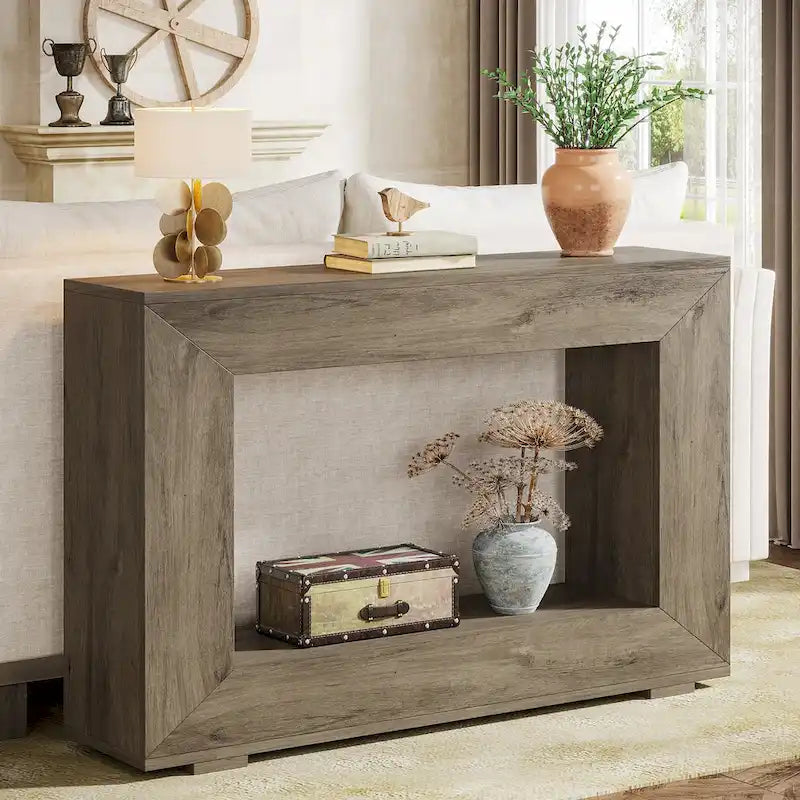 Tavolo Consolle Stretto da 47 Pollici con Contenitore per Ingresso Soggiorno - 47,24 L x 29,1 H x 11,81 P