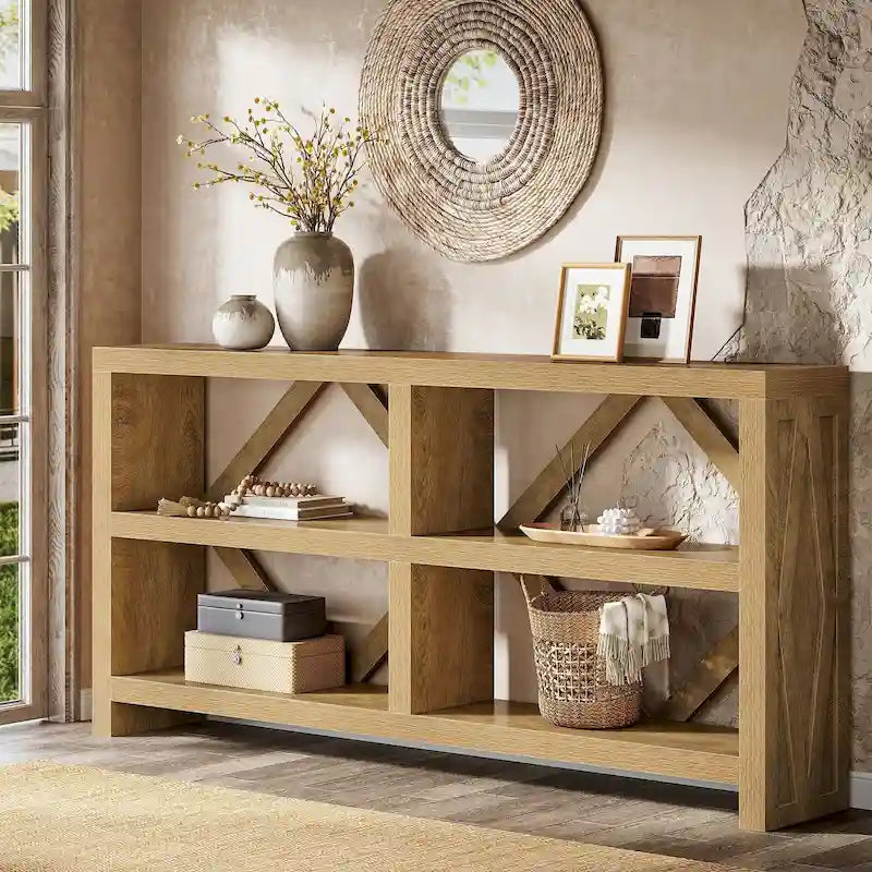 Console da 71" con 3 ripiani, tavolino da divano in stile industriale
