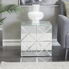 Tavolino d'appoggio con specchio in vetro - Argento - Roche River Decor