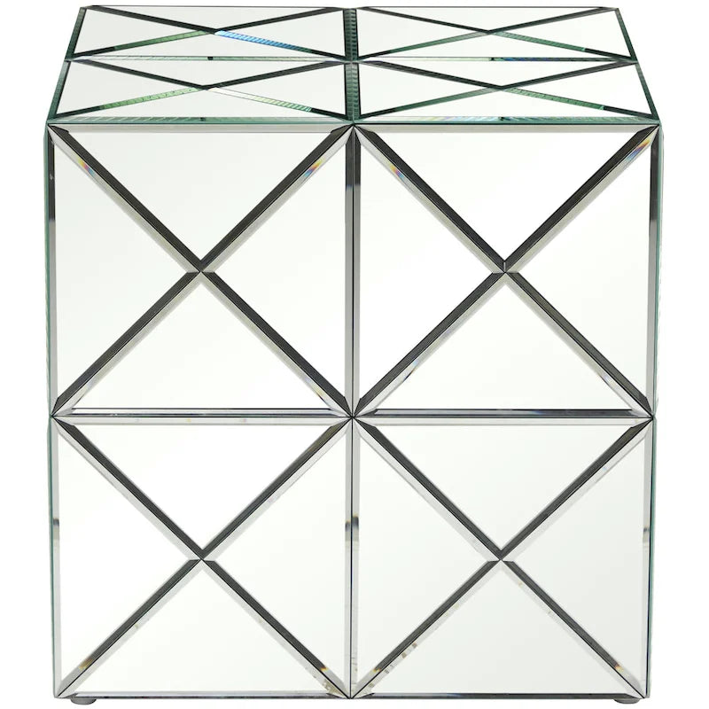 Tavolino d'appoggio con specchio in vetro - Argento - Roche River Decor