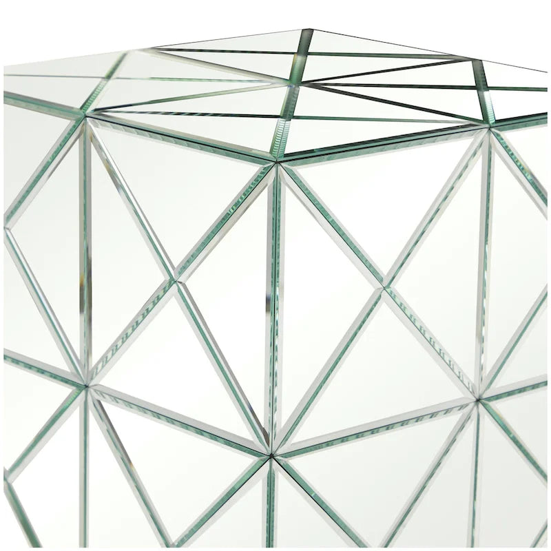 Tavolino d'appoggio con specchio in vetro - Argento - Roche River Decor
