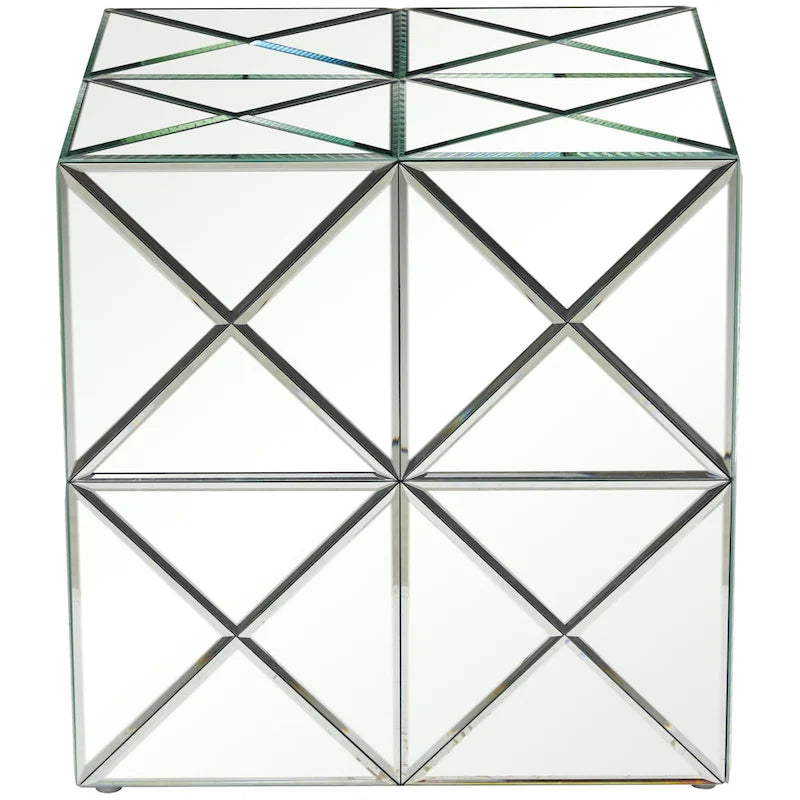 Tavolino d'appoggio con specchio in vetro - Argento - Roche River Decor