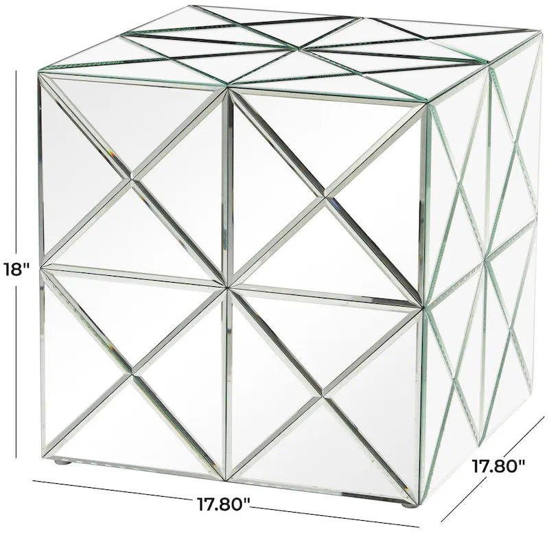 Tavolino d'appoggio con specchio in vetro - Argento - Roche River Decor