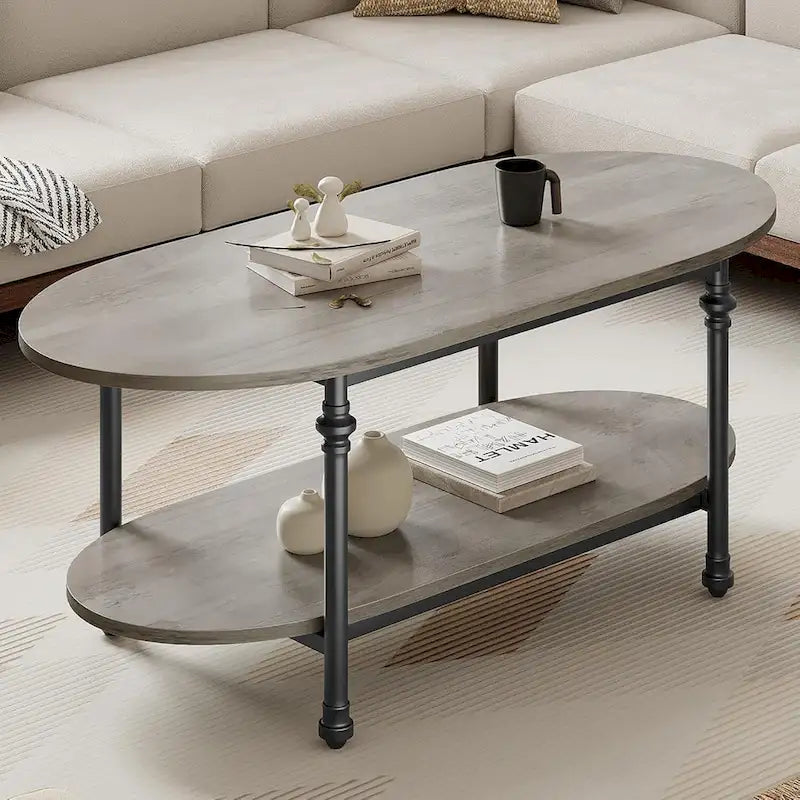 Oval Coffee Table Unique Tea Table 47.2 Mid Century Cocktail Table