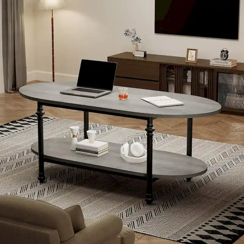 Oval Coffee Table Unique Tea Table 47.2 Mid Century Cocktail Table
